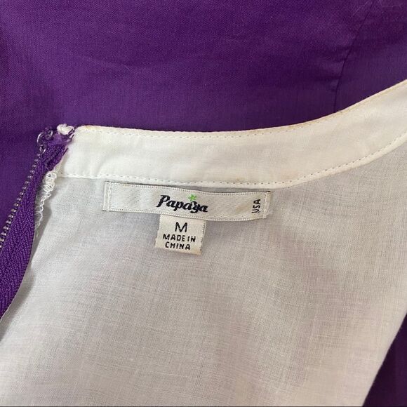 White & Purple Color Block Empire Waist Dress - Picture 6 of 9